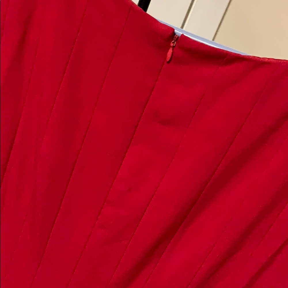 Red Calvin Klein Midi/trim fit & Flare Dress - Picture 9 of 13